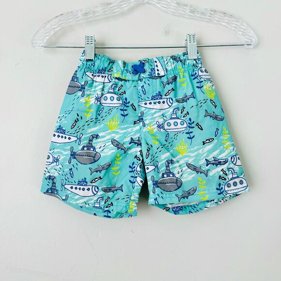 Cat & Jack Toddler Boy's Blue Submarine Printed Swim Trunks Shorts Mesh Liner 4T - Picture 1 of 7